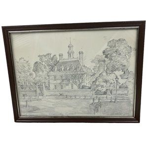 Drawing The Governor’s Palace Williamsburg Virginia Signed Charles H. Overly